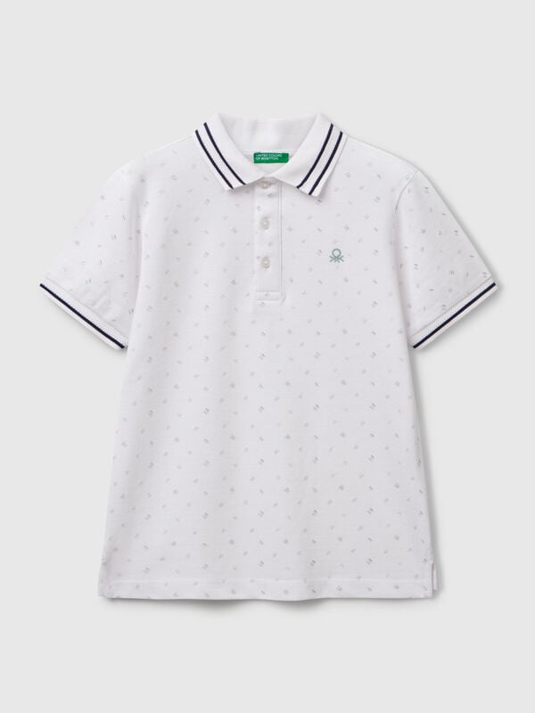 Polo à micro motif en pur coton Garçon